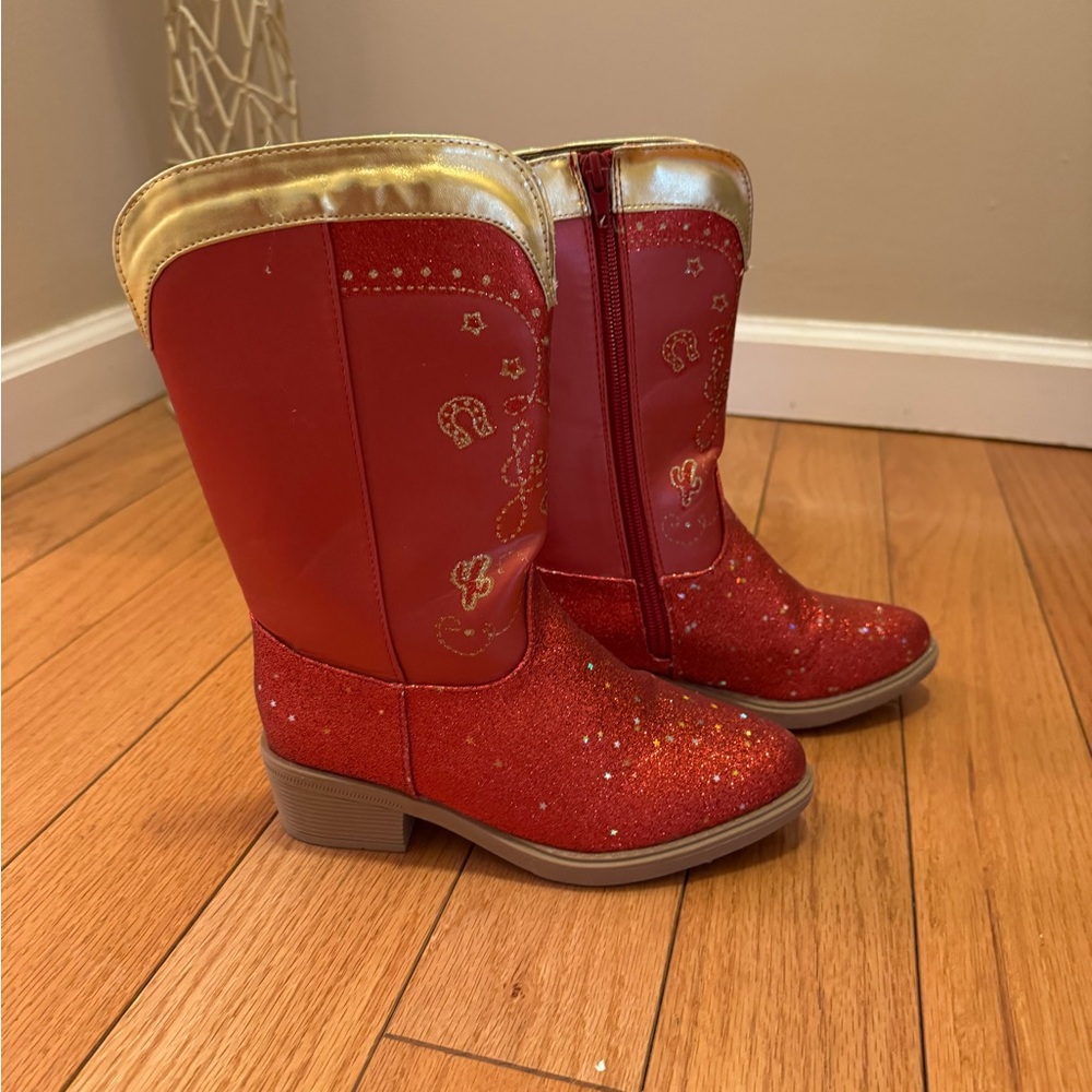Disney Kid's Jessie Toy Story Red/Gold Glitter Cowgirl Boots Size 13/1